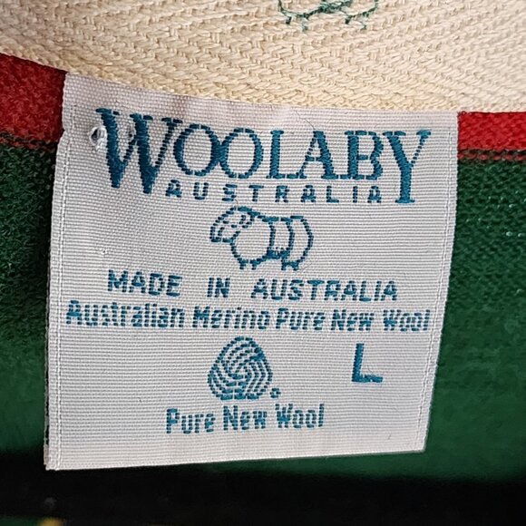 Woolaby 100% Australian Merino Wool Colorblock Stripe Polo Long Sleeve - Picture 4 of 4